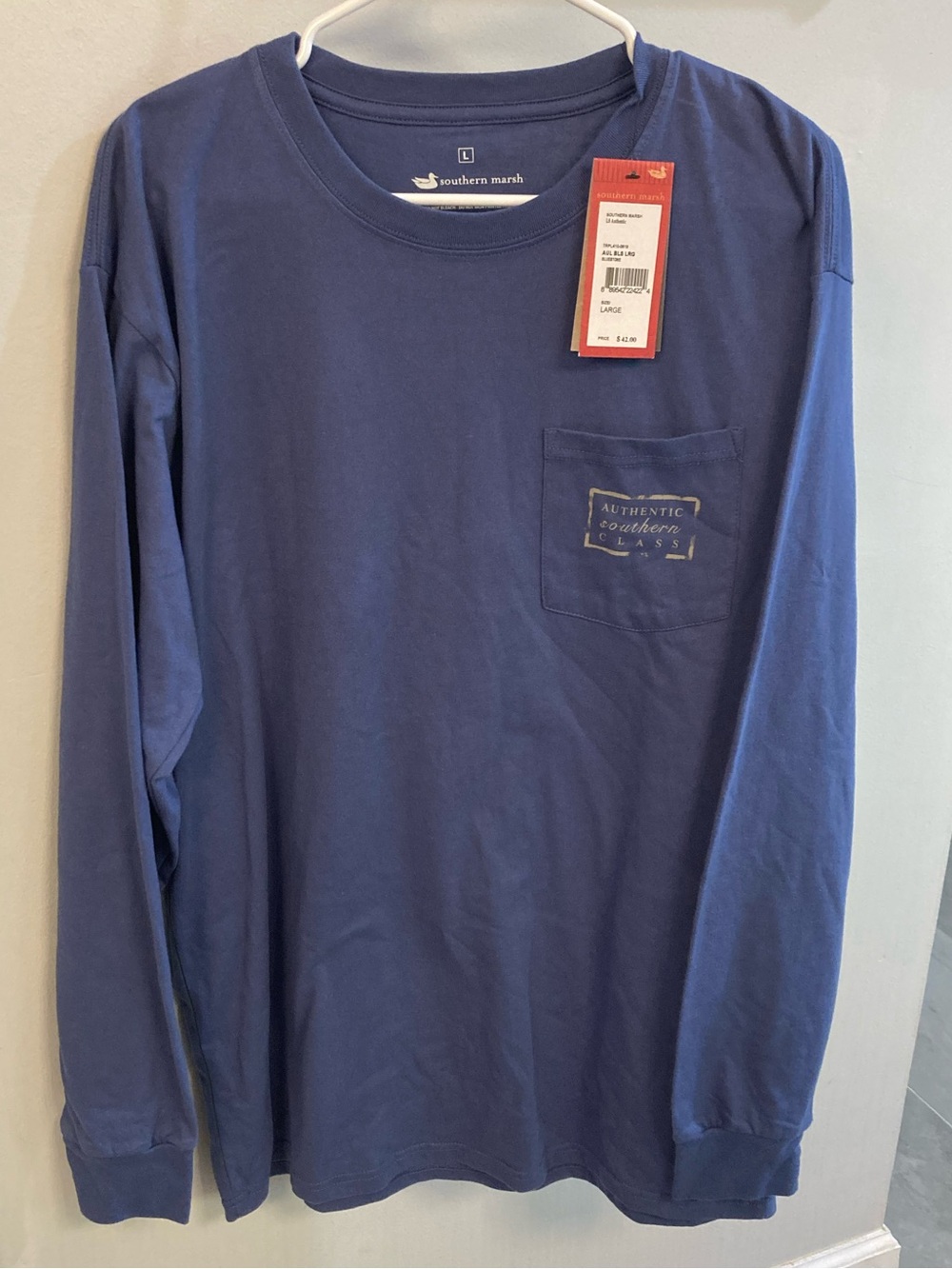 NWT Southern Marsh Men's Blue Long Sleeve Tee Size Large